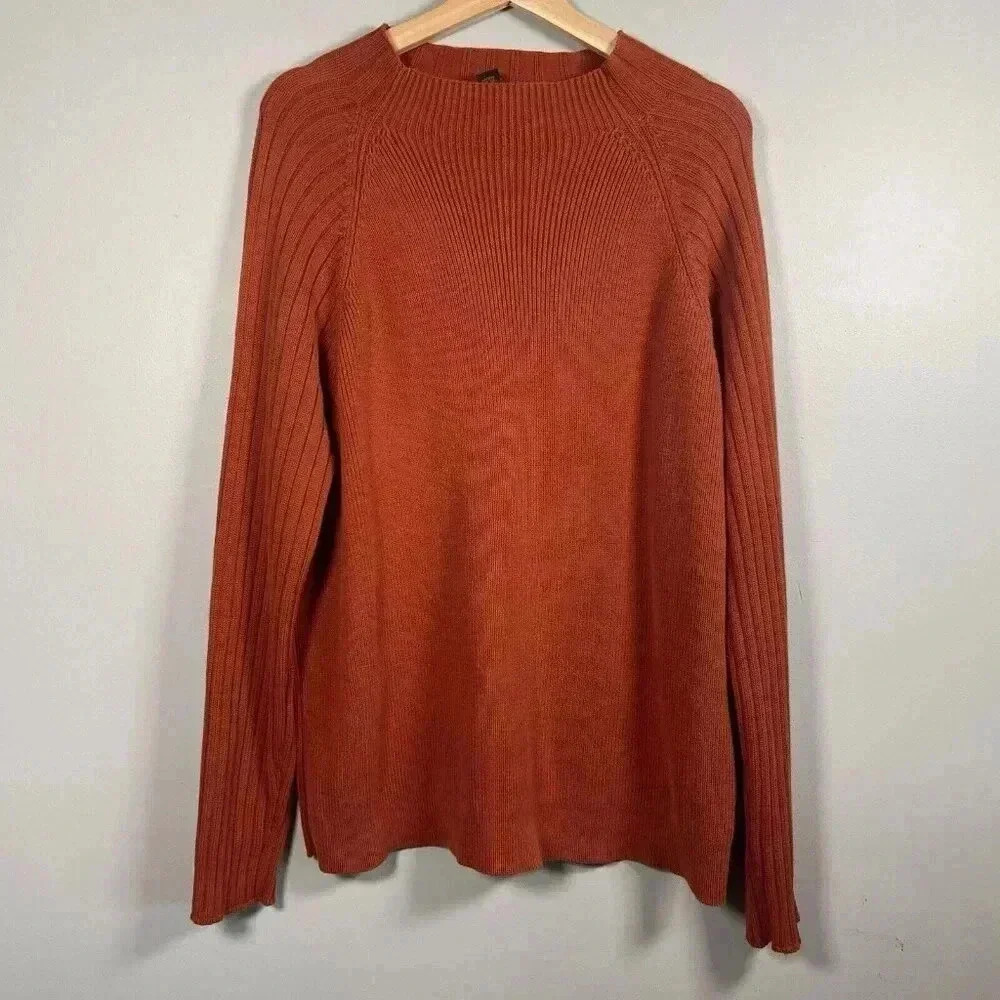 Metropolitan  Lord & Taylor Sweater Adult Size XL‎ Rust Orange Cotton Knit Mens